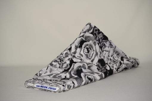 Polyesterblume schwarz und weiß - Van Mook Stoffen