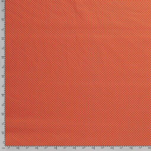Popeline Stoff mit Punkten orange gedruckt