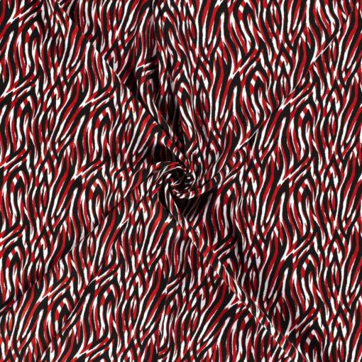 Jersey Stoff mit Tierdruck rot gedruckt - Van Mook Stoffen