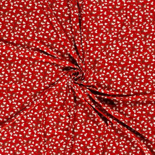 Tissu Jersey Imprimé Fleurs Rouge - Van Mook Stoffen