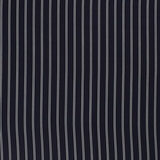 Chiffonstoff bedruckte Streifen navy - Van Mook Stoffen