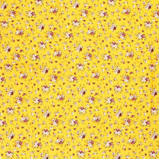 Viskosestoff bedruckte Blumen gelb - Van Mook Stoffen