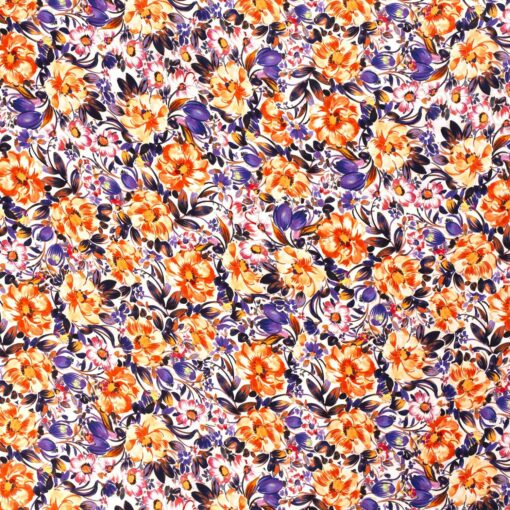 Digital gedruckte Blumen aus Satinstoff - Van Mook Stoffen