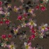 Viskose Polyester Blumen taupe grau - Van Mook Stoffen