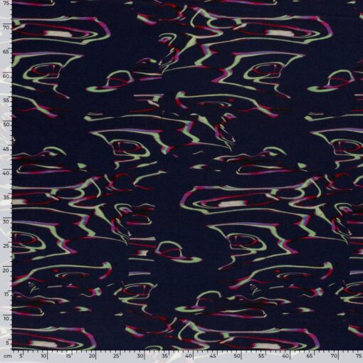 Viskose Polyester abstrakt navy - Van Mook Stoffen